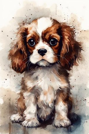 Schattige Pup in Waterverf