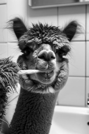 Gekke Lama met Tandenborstel!
