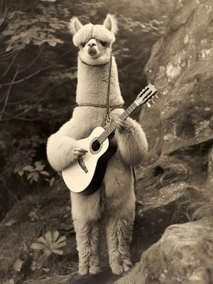Vrolijke Alpaca met Gitaar