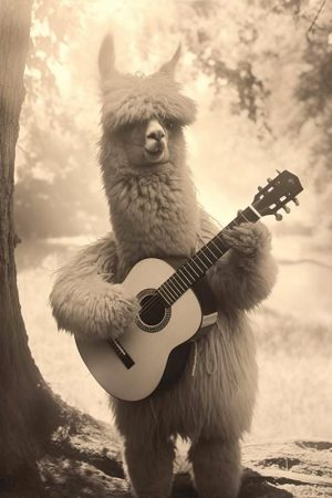 Lama met Gitaar: Muzikale Vriend!
