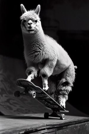 Skateboardende Lama's: Het ultieme Chill Dier!