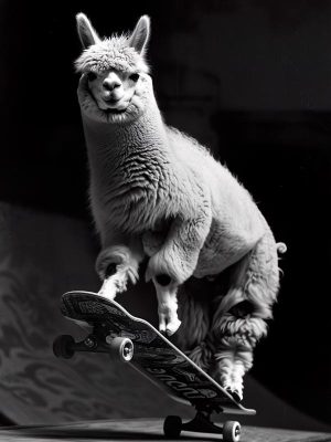 Skateboardende Lama Lachen!