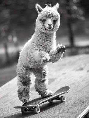 Skateboardende Alpaca!