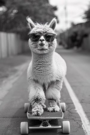 Skateboardende Lama in Style!