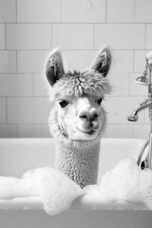 Schattige Lama in Bad