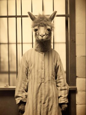 Stijlvolle Lama in Streepjes
