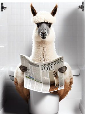 Lama met een krantenkop
