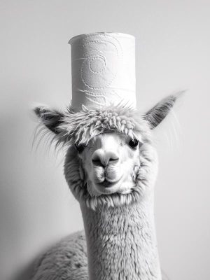Lama met Toiletpapier Hoed!