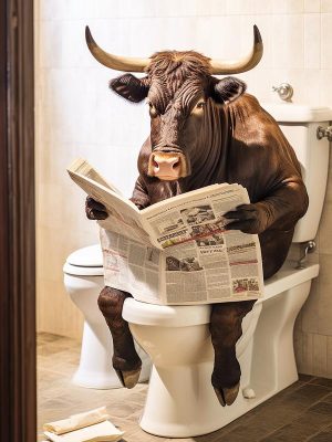 Relaxte Stier op de Pot