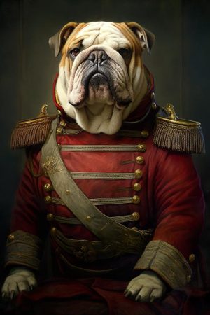 Majestueuze Bulldog in Uniform