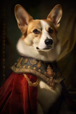 Majestueuze Corgi met Troon