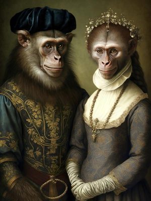 Liefdevolle Apen in Historische Outfit