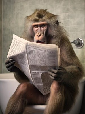 Slimme Aap op het Toilet