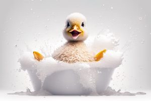 Schattig Eendje in Bad!