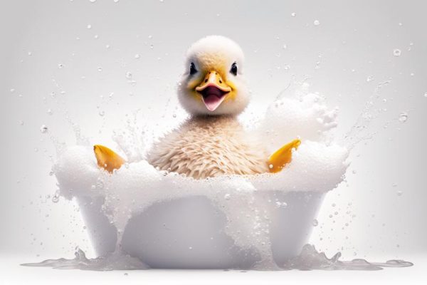 Schattig Eendje in Bad!