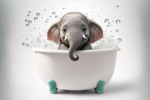 Schattige Baby Olifant in Bad!