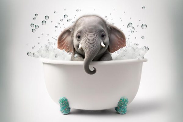 Schattige Baby Olifant in Bad!