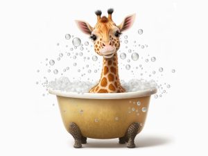 Schattige Giraffe in Bad