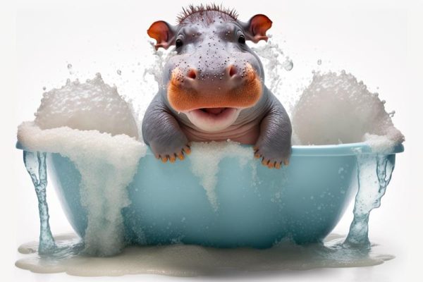 Lollige Hippopotamus in Bad