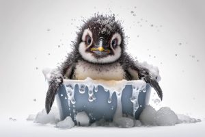 Schattige Pinguïn in Bad