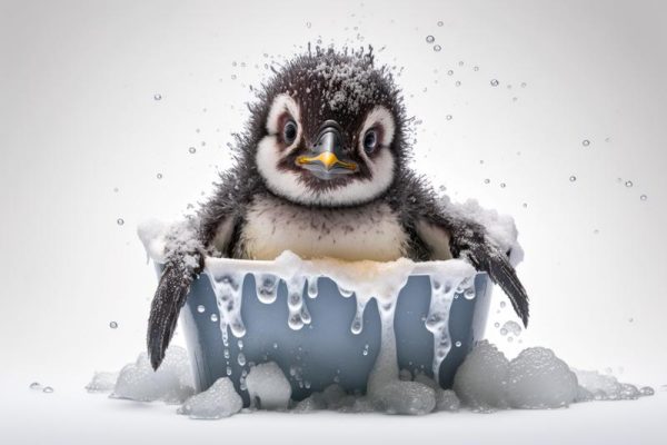 Schattige Pinguïn in Bad