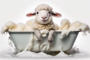 Schattig Schaap in Bad!