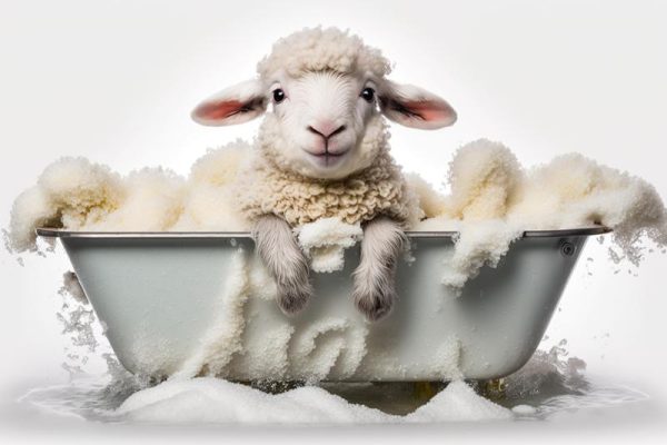 Schattig Schaap in Bad!