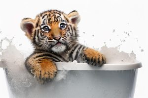 Schattige Tijgerwelp in Bad!