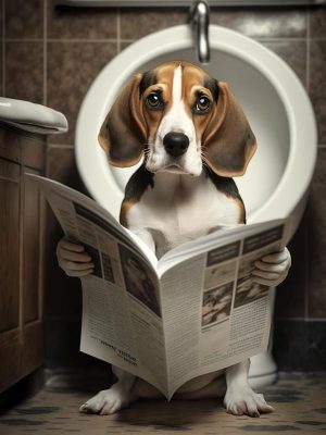 Beagle in de WC: Leesplezier!