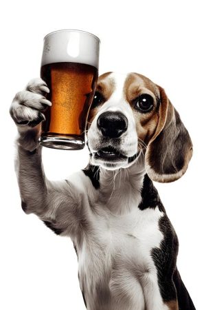 Bierdrinkende Beagle Feestvriend!