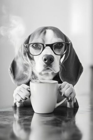 Een hondenlieveling met koffie