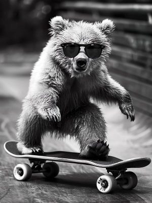 Skateboardende Beer in Zonnebril!