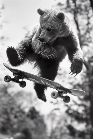 Skateboardende Beer in Actie!