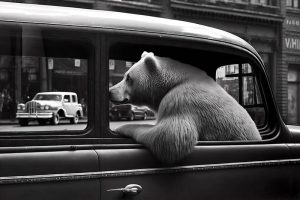 Stoere Beer in de Auto