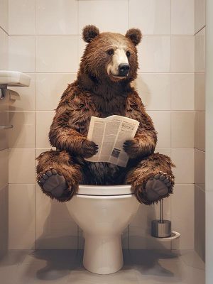 Grappige Beer op het Toilet