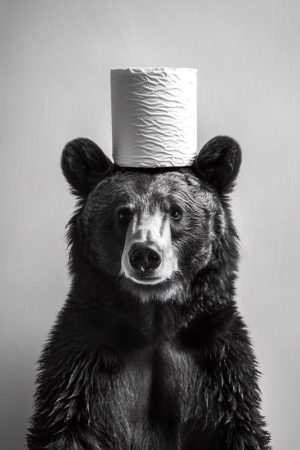 Grappige Beer met WC-Papier Hoed