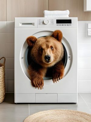 Wasbeer in de Wasmachine!