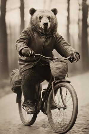 Fietsend beertje in stijl