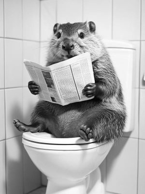 Grappige Bever in de WC