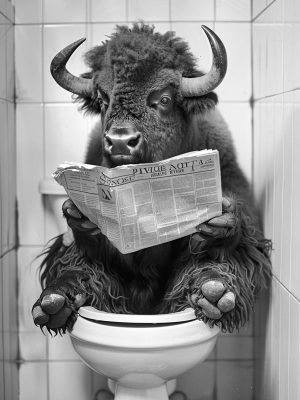 Bizon met een krant: De dagelijkse ontspanning!