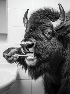 Kijk die buffel tandenpoetsen!