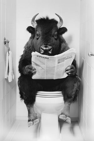 De Lezend Bison op de WC