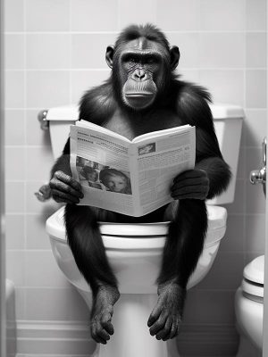 Lezende Aap Chillend op het Toilet