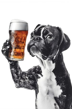 Bierdrinkende Hondenplezier
