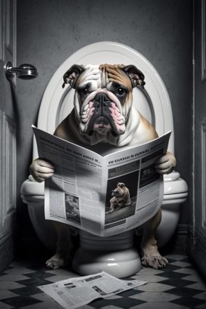 Relaxte Bulldog op het Toilet