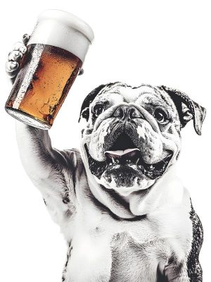 Bierdrinkende Bulldog