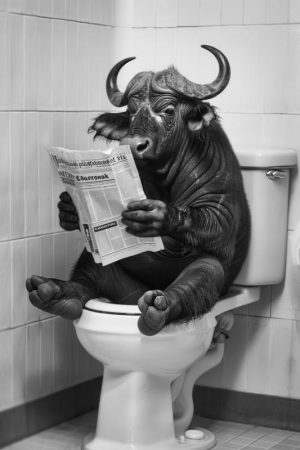 Ontspannen Buffel op het Toilet