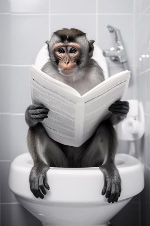 Leuke aap op het toilet