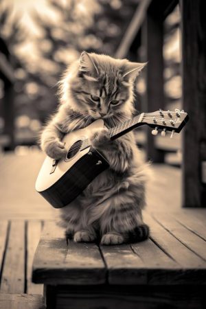 Gitaarspelende Kattenster