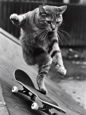 Skateboardende Kattenactie